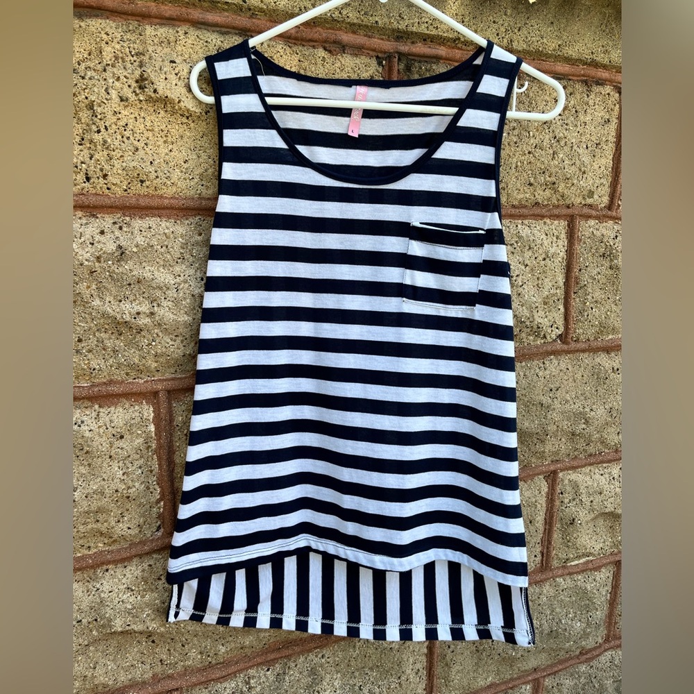 Women large striped tank blouse (nautical)